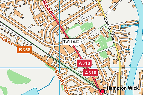 TW11 9JQ map - OS VectorMap District (Ordnance Survey) TW11 9JQ map - OS VectorMap District (Ordnance Survey)