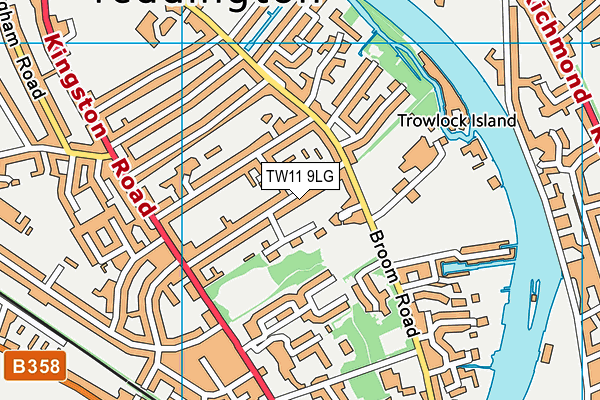 TW11 9LG map - OS VectorMap District (Ordnance Survey) TW11 9LG map - OS VectorMap District (Ordnance Survey)