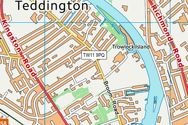 TW11 9PQ map - OS VectorMap District (Ordnance Survey) TW11 9PQ map - OS VectorMap District (Ordnance Survey)