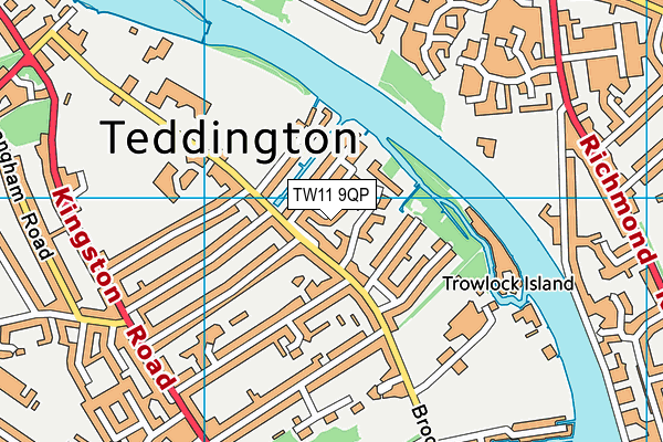 TW11 9QP map - OS VectorMap District (Ordnance Survey) TW11 9QP map - OS VectorMap District (Ordnance Survey)