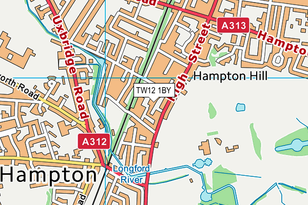 TW12 1BY map - OS VectorMap District (Ordnance Survey) TW12 1BY map - OS VectorMap District (Ordnance Survey)