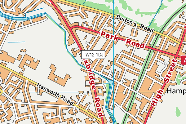 TW12 1DJ map - OS VectorMap District (Ordnance Survey) TW12 1DJ map - OS VectorMap District (Ordnance Survey)