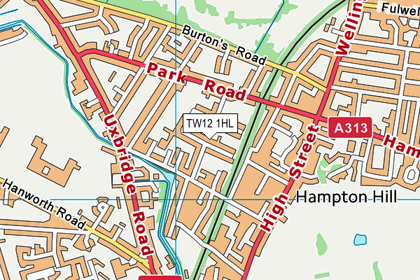 TW12 1HL map - OS VectorMap District (Ordnance Survey) TW12 1HL map - OS VectorMap District (Ordnance Survey)