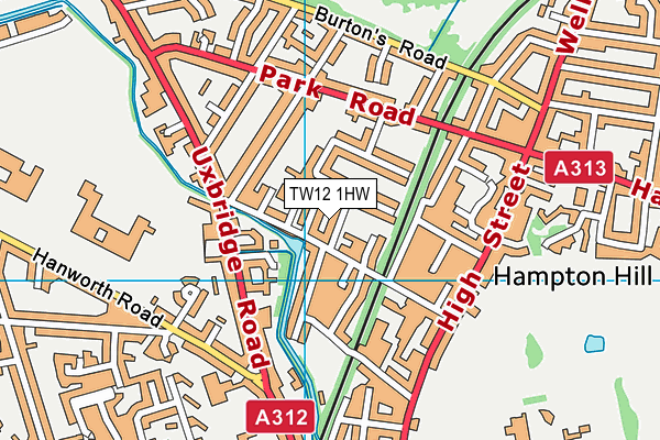 TW12 1HW map - OS VectorMap District (Ordnance Survey) TW12 1HW map - OS VectorMap District (Ordnance Survey)