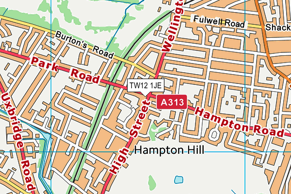 TW12 1JE map - OS VectorMap District (Ordnance Survey) TW12 1JE map - OS VectorMap District (Ordnance Survey)