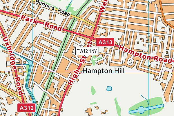 TW12 1NY map - OS VectorMap District (Ordnance Survey) TW12 1NY map - OS VectorMap District (Ordnance Survey)
