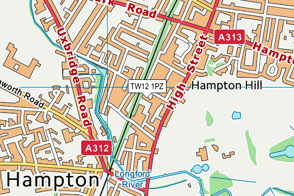 TW12 1PZ map - OS VectorMap District (Ordnance Survey) TW12 1PZ map - OS VectorMap District (Ordnance Survey)