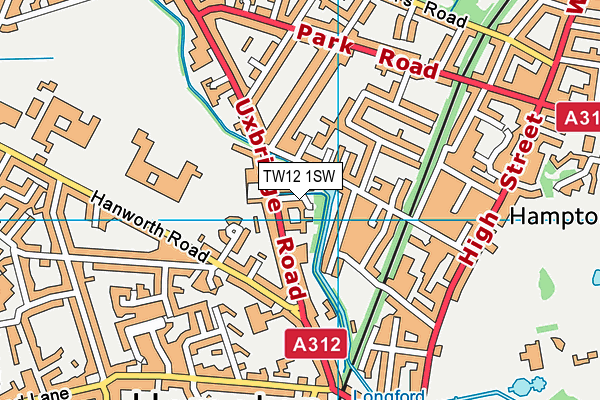 TW12 1SW map - OS VectorMap District (Ordnance Survey) TW12 1SW map - OS VectorMap District (Ordnance Survey)