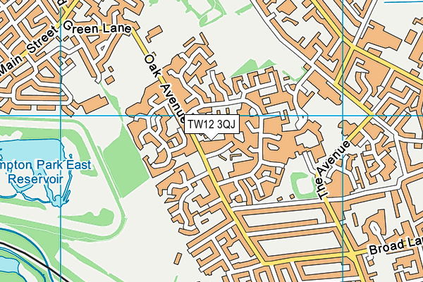 TW12 3QJ map - OS VectorMap District (Ordnance Survey) TW12 3QJ map - OS VectorMap District (Ordnance Survey)