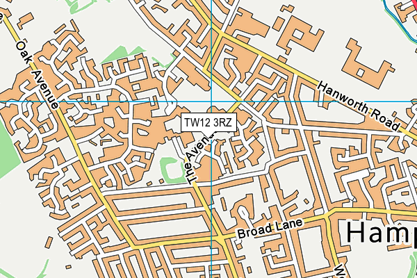 TW12 3RZ map - OS VectorMap District (Ordnance Survey) TW12 3RZ map - OS VectorMap District (Ordnance Survey)