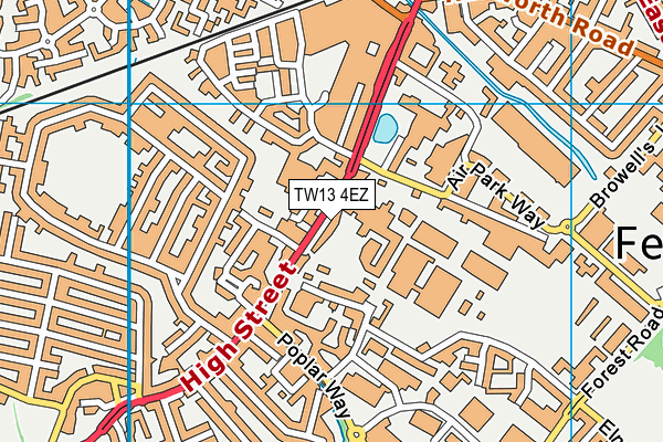 TW13 4EZ map - OS VectorMap District (Ordnance Survey) TW13 4EZ map - OS VectorMap District (Ordnance Survey)