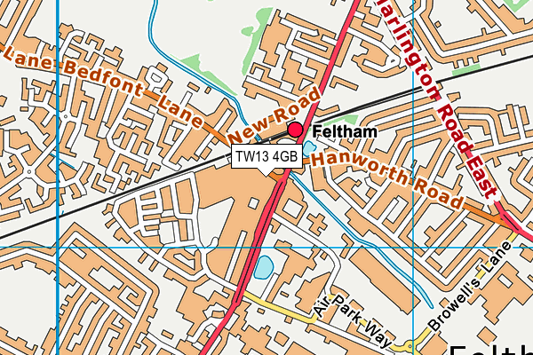 TW13 4GB map - OS VectorMap District (Ordnance Survey)