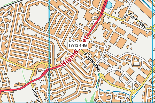 TW13 4HG map - OS VectorMap District (Ordnance Survey) TW13 4HG map - OS VectorMap District (Ordnance Survey)