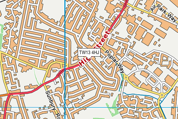 TW13 4HJ map - OS VectorMap District (Ordnance Survey) TW13 4HJ map - OS VectorMap District (Ordnance Survey)