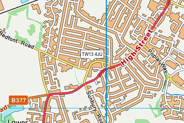 TW13 4JU map - OS VectorMap District (Ordnance Survey)
