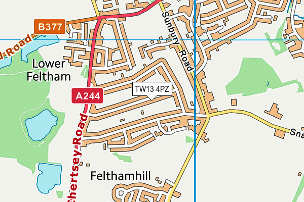 TW13 4PZ map - OS VectorMap District (Ordnance Survey) TW13 4PZ map - OS VectorMap District (Ordnance Survey)