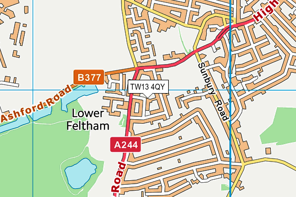 TW13 4QY map - OS VectorMap District (Ordnance Survey)