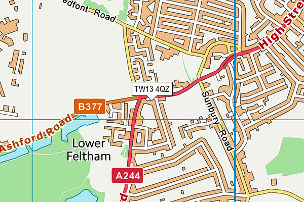 TW13 4QZ map - OS VectorMap District (Ordnance Survey) TW13 4QZ map - OS VectorMap District (Ordnance Survey)