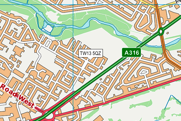 TW13 5QZ map - OS VectorMap District (Ordnance Survey) TW13 5QZ map - OS VectorMap District (Ordnance Survey)