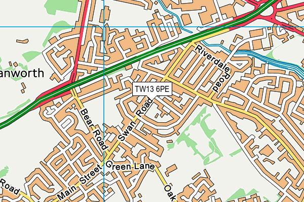 TW13 6PE map - OS VectorMap District (Ordnance Survey) TW13 6PE map - OS VectorMap District (Ordnance Survey)