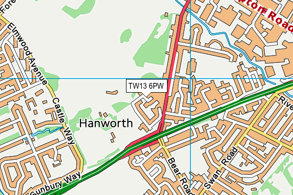 TW13 6PW map - OS VectorMap District (Ordnance Survey)