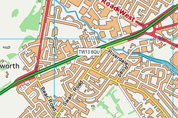 TW13 6QU map - OS VectorMap District (Ordnance Survey)