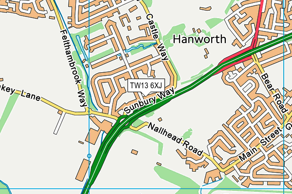 TW13 6XJ map - OS VectorMap District (Ordnance Survey) TW13 6XJ map - OS VectorMap District (Ordnance Survey)