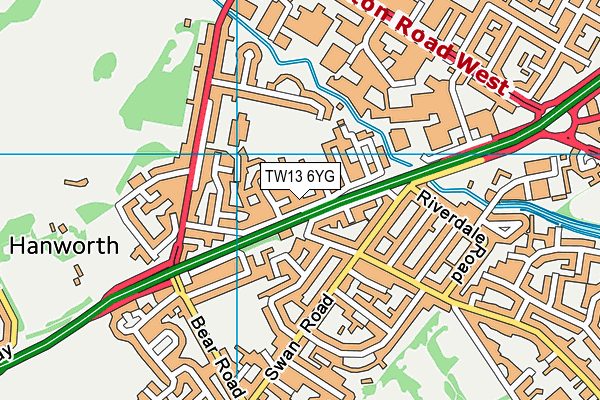 TW13 6YG map - OS VectorMap District (Ordnance Survey)