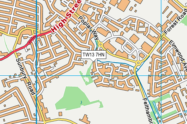 TW13 7HN map - OS VectorMap District (Ordnance Survey) TW13 7HN map - OS VectorMap District (Ordnance Survey)