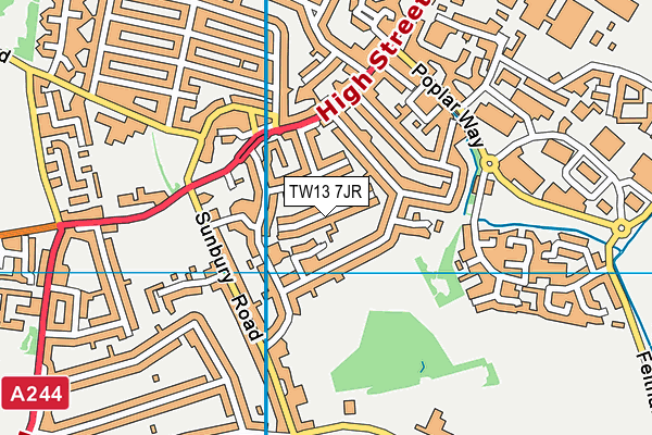 TW13 7JR map - OS VectorMap District (Ordnance Survey) TW13 7JR map - OS VectorMap District (Ordnance Survey)