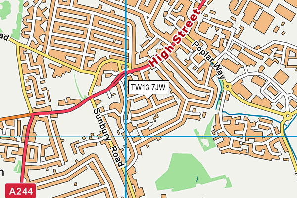TW13 7JW map - OS VectorMap District (Ordnance Survey) TW13 7JW map - OS VectorMap District (Ordnance Survey)