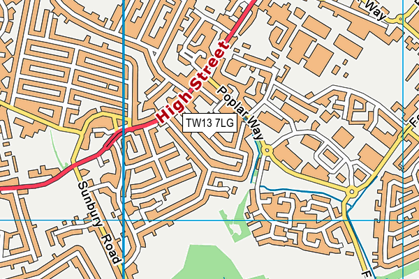 TW13 7LG map - OS VectorMap District (Ordnance Survey) TW13 7LG map - OS VectorMap District (Ordnance Survey)