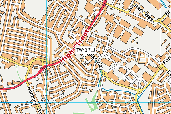 TW13 7LJ map - OS VectorMap District (Ordnance Survey) TW13 7LJ map - OS VectorMap District (Ordnance Survey)