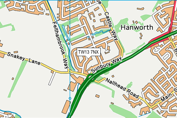TW13 7NX map - OS VectorMap District (Ordnance Survey)
