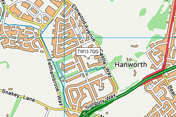 TW13 7QG map - OS VectorMap District (Ordnance Survey) TW13 7QG map - OS VectorMap District (Ordnance Survey)
