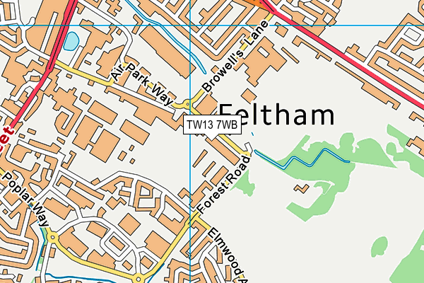 TW13 7WB map - OS VectorMap District (Ordnance Survey)