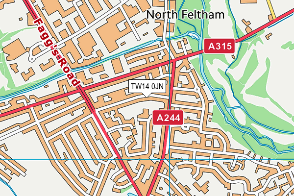 TW14 0JN map - OS VectorMap District (Ordnance Survey)