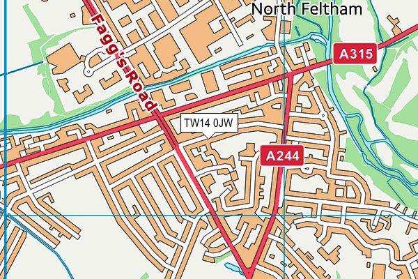TW14 0JW map - OS VectorMap District (Ordnance Survey)