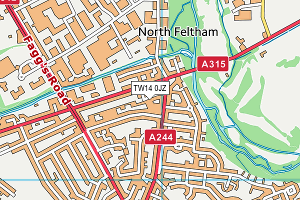 TW14 0JZ map - OS VectorMap District (Ordnance Survey)
