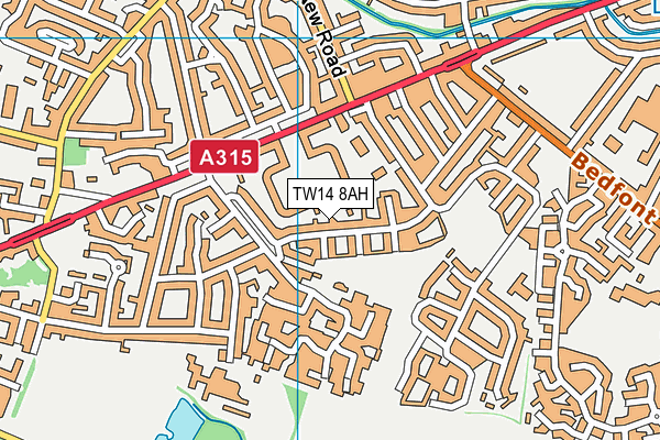 TW14 8AH map - OS VectorMap District (Ordnance Survey) TW14 8AH map - OS VectorMap District (Ordnance Survey)
