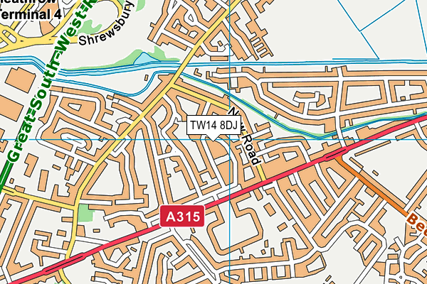 TW14 8DJ map - OS VectorMap District (Ordnance Survey) TW14 8DJ map - OS VectorMap District (Ordnance Survey)