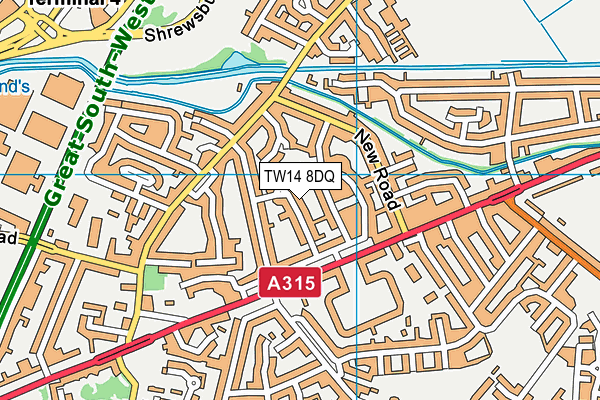 TW14 8DQ map - OS VectorMap District (Ordnance Survey)