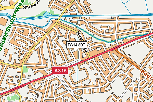TW14 8DT map - OS VectorMap District (Ordnance Survey)