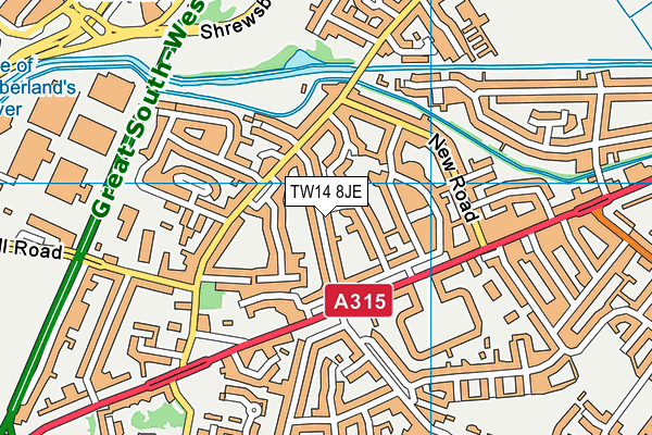 TW14 8JE map - OS VectorMap District (Ordnance Survey)