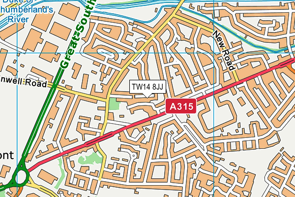 TW14 8JJ map - OS VectorMap District (Ordnance Survey)