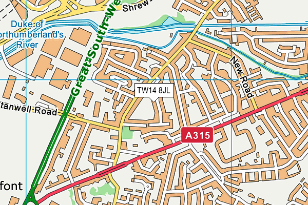 TW14 8JL map - OS VectorMap District (Ordnance Survey)