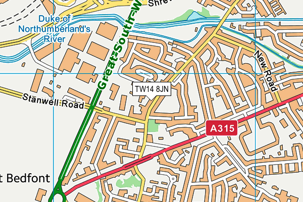 TW14 8JN map - OS VectorMap District (Ordnance Survey)