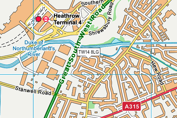 TW14 8LG map - OS VectorMap District (Ordnance Survey)