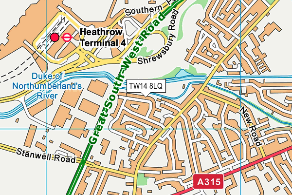 TW14 8LQ map - OS VectorMap District (Ordnance Survey)