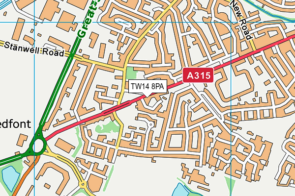 TW14 8PA map - OS VectorMap District (Ordnance Survey) TW14 8PA map - OS VectorMap District (Ordnance Survey)